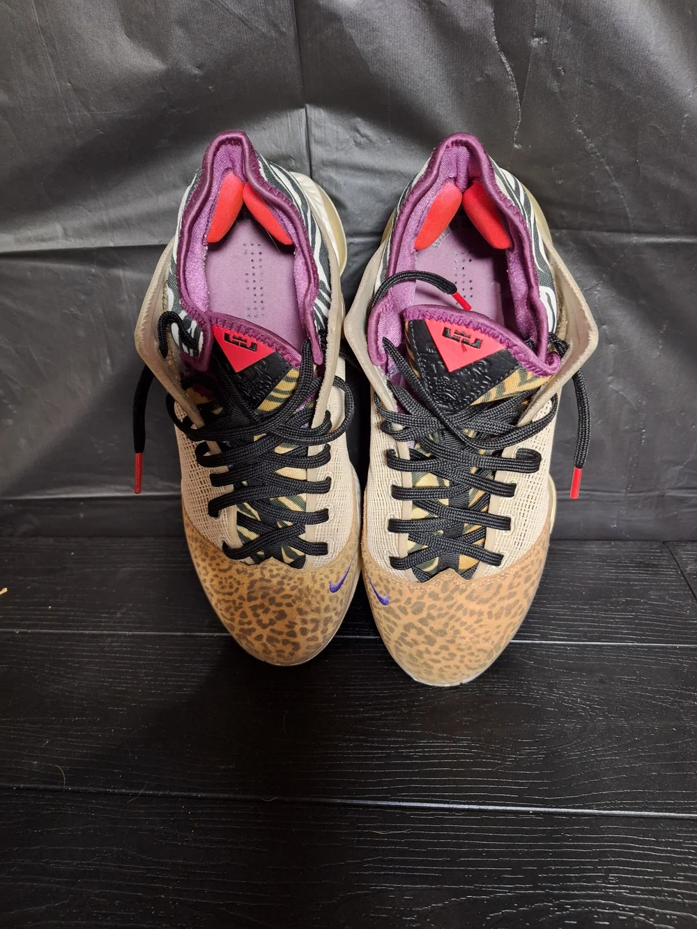 Nike Men's LeBron Leopard-Print Athletic Shoes with Purple Lining